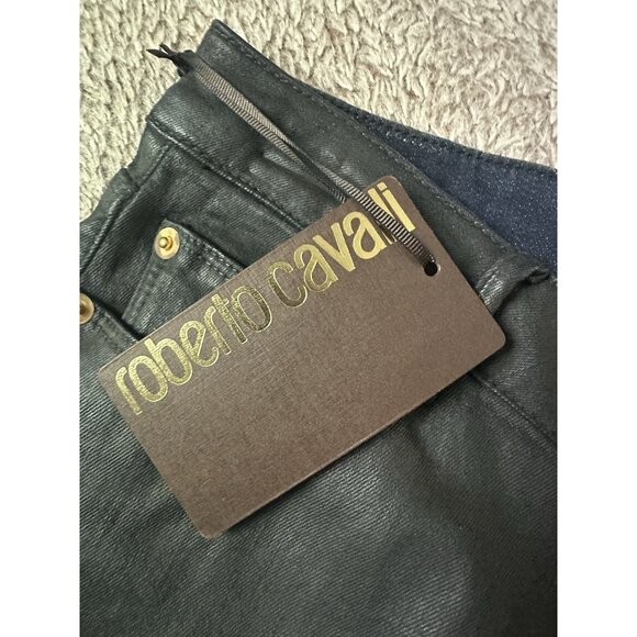 Roberto Cavalli Women's Size 42 Skinny Fit Coated Jeans Pants Mid Rise Black New - Picture 8 of 16
